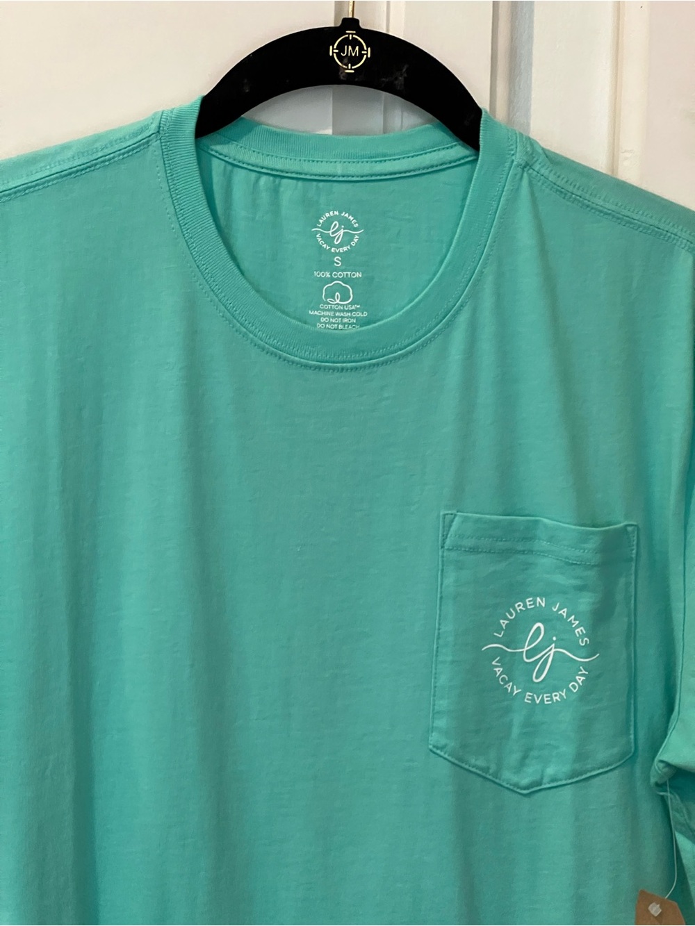 Lauren James Mint Sunset Palm Graphic Tee womens Sz S 100% cotton NWTS